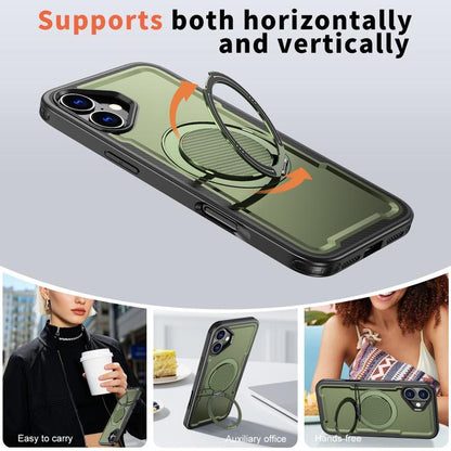 For iPhone 16 kalebol Metal 360 Degree Rotation Holder MagSafe Phone Case(Green) - iPhone 16 Cases by Kalebol | Online Shopping UK | buy2fix