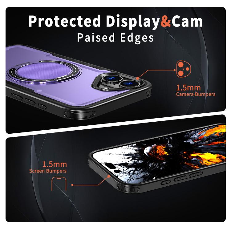 For iPhone 16 kalebol Metal 360 Degree Rotation Holder MagSafe Phone Case(Purple) - iPhone 16 Cases by Kalebol | Online Shopping UK | buy2fix