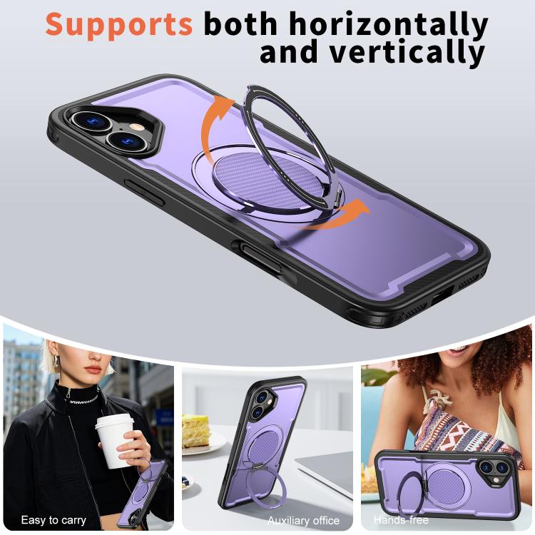 For iPhone 16 kalebol Metal 360 Degree Rotation Holder MagSafe Phone Case(Purple) - iPhone 16 Cases by Kalebol | Online Shopping UK | buy2fix