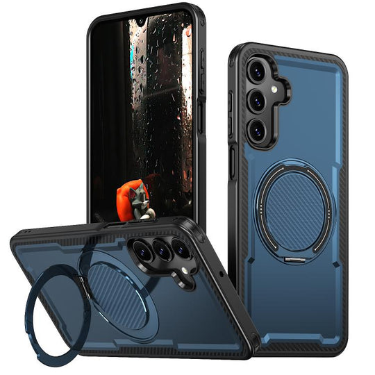 For Galaxy A16 5G kalebol Metal 360 Degree Rotation Holder MagSafe Phone Case(Navy Blue)