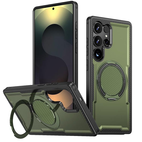 For Galaxy S24 Ultra 5G Kalebol Metal 360 Degree Rotation Holder MagSafe Phone Case(Green)