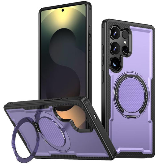 For Galaxy S24 Ultra 5G Kalebol Metal 360 Degree Rotation Holder MagSafe Phone Case(Purple)