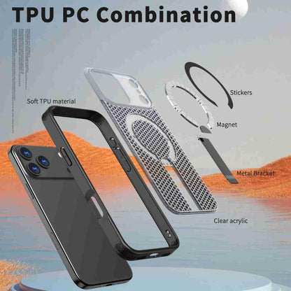For iPhone 17 Pro Max kalebol Honeycomb Cooling MagSafe Holder Phone Case(Black) - iPhone 17 Pro Max Cases by Kalebol | Online Shopping UK | buy2fix