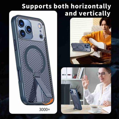 For iPhone 17 Pro Max kalebol Honeycomb Cooling MagSafe Holder Phone Case(Blue) - iPhone 17 Pro Max Cases by Kalebol | Online Shopping UK | buy2fix