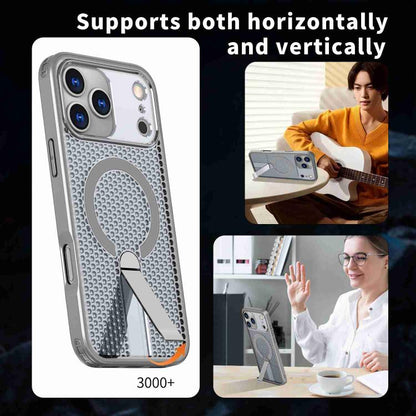 For iPhone 17 Pro Max kalebol Honeycomb Cooling MagSafe Holder Phone Case(Titanium Grey) - iPhone 17 Pro Max Cases by Kalebol | Online Shopping UK | buy2fix