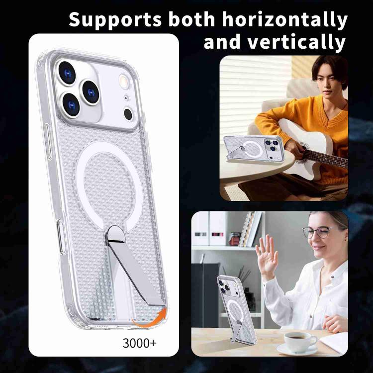 For iPhone 17 Pro Max kalebol Honeycomb Cooling MagSafe Holder Phone Case(Frosted Transparent) - iPhone 17 Pro Max Cases by Kalebol | Online Shopping UK | buy2fix