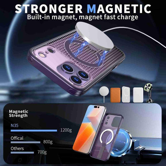 For iPhone 17 Pro Max kalebol Honeycomb Cooling MagSafe Holder Phone Case(Purple) - iPhone 17 Pro Max Cases by Kalebol | Online Shopping UK | buy2fix