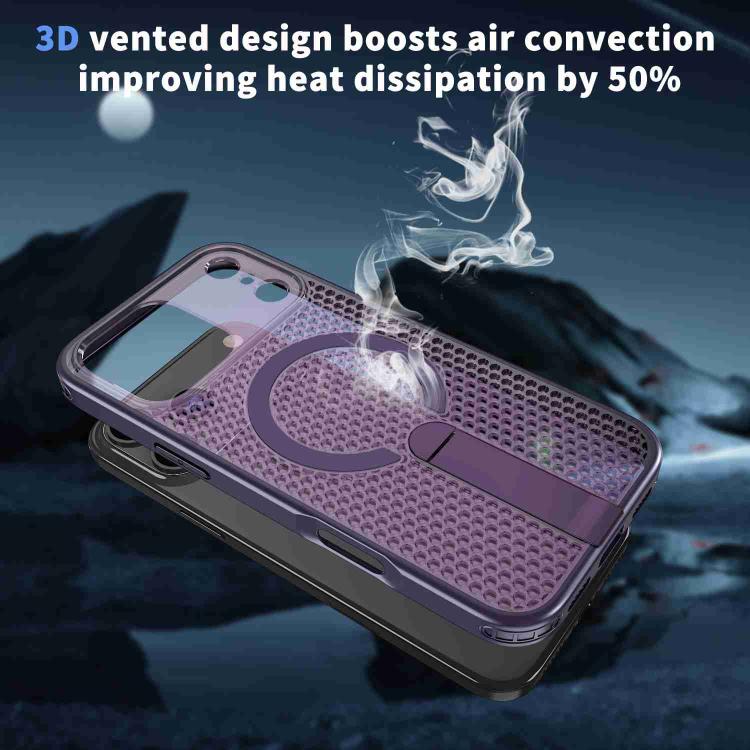For iPhone 17 Pro Max kalebol Honeycomb Cooling MagSafe Holder Phone Case(Purple) - iPhone 17 Pro Max Cases by Kalebol | Online Shopping UK | buy2fix