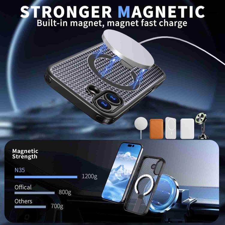 For iPhone 17 kalebol Honeycomb Cooling MagSafe Holder Phone Case(Black) - iPhone 17 Cases by Kalebol | Online Shopping UK | buy2fix