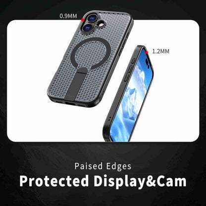 For iPhone 17 kalebol Honeycomb Cooling MagSafe Holder Phone Case(Black) - iPhone 17 Cases by Kalebol | Online Shopping UK | buy2fix
