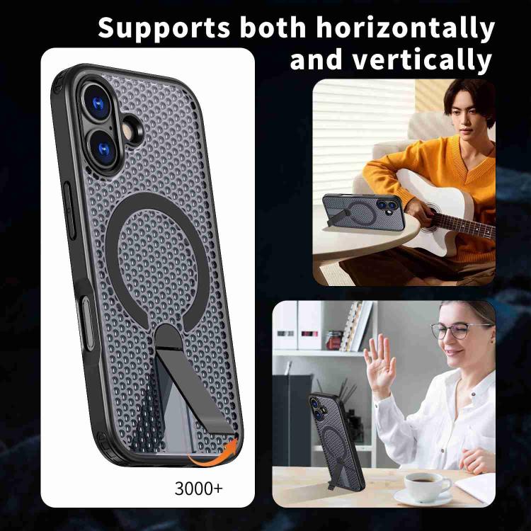 For iPhone 17 kalebol Honeycomb Cooling MagSafe Holder Phone Case(Black) - iPhone 17 Cases by Kalebol | Online Shopping UK | buy2fix