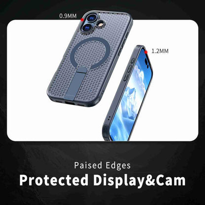 For iPhone 17 kalebol Honeycomb Cooling MagSafe Holder Phone Case(Blue) - iPhone 17 Cases by Kalebol | Online Shopping UK | buy2fix