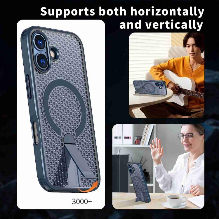 For iPhone 17 kalebol Honeycomb Cooling MagSafe Holder Phone Case(Blue) - iPhone 17 Cases by Kalebol | Online Shopping UK | buy2fix