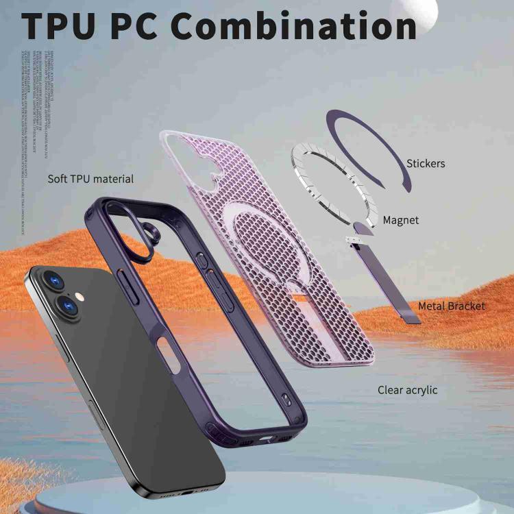 For iPhone 17 kalebol Honeycomb Cooling MagSafe Holder Phone Case(Purple) - iPhone 17 Cases by Kalebol | Online Shopping UK | buy2fix