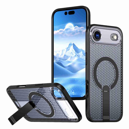 For iPhone Air kalebol Honeycomb Cooling MagSafe Holder Phone Case(Black)