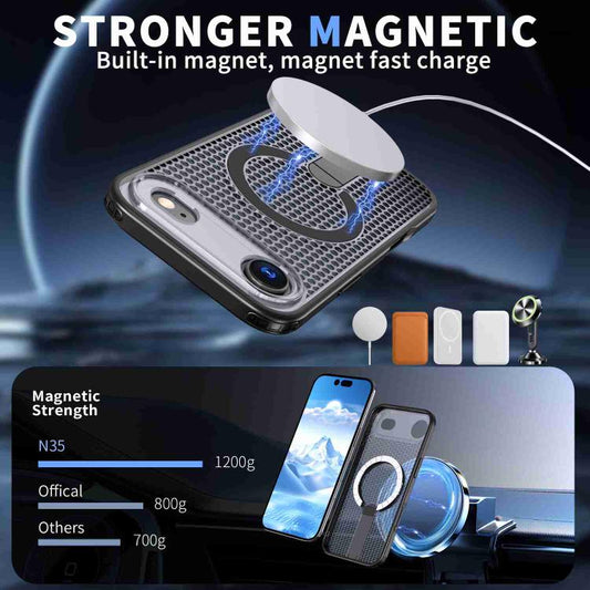 For iPhone Air kalebol Honeycomb Cooling MagSafe Holder Phone Case(Black) - iPhone Air Cases by Kalebol | Online Shopping UK | buy2fix
