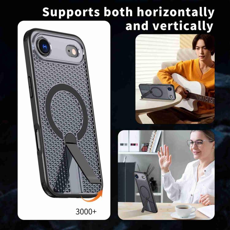 For iPhone Air kalebol Honeycomb Cooling MagSafe Holder Phone Case(Black) - iPhone Air Cases by Kalebol | Online Shopping UK | buy2fix