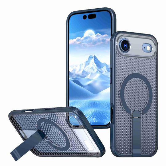 For iPhone Air kalebol Honeycomb Cooling MagSafe Holder Phone Case(Blue)