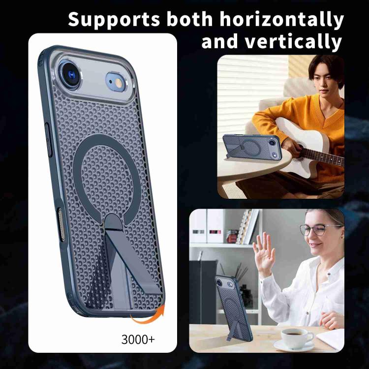 For iPhone 17 Air kalebol Honeycomb Cooling MagSafe Holder Phone Case(Blue) - iPhone 17 Air Cases by Kalebol | Online Shopping UK | buy2fix