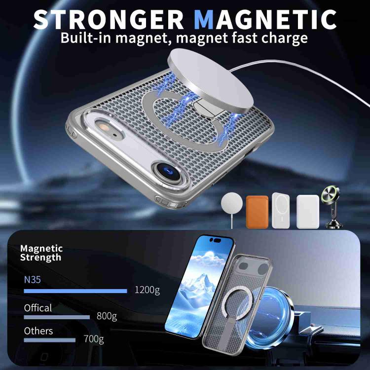 For iPhone Air kalebol Honeycomb Cooling MagSafe Holder Phone Case(Titanium Grey) - iPhone Air Cases by Kalebol | Online Shopping UK | buy2fix