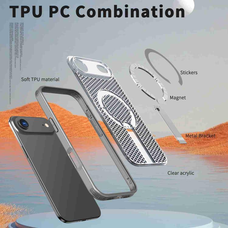 For iPhone Air kalebol Honeycomb Cooling MagSafe Holder Phone Case(Titanium Grey) - iPhone Air Cases by Kalebol | Online Shopping UK | buy2fix