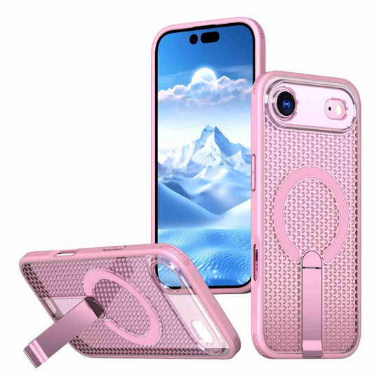 For iPhone Air kalebol Honeycomb Cooling MagSafe Holder Phone Case(Pink)