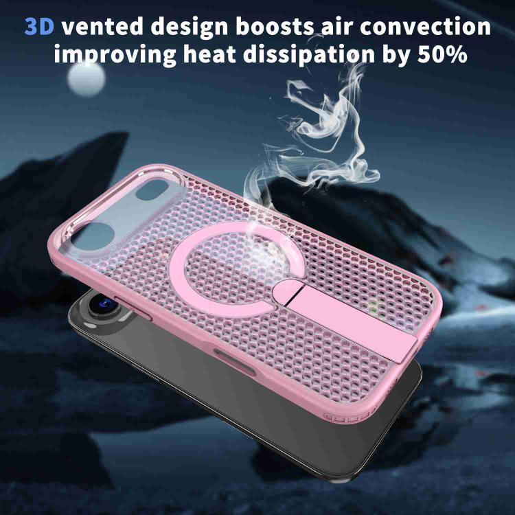 For iPhone 17 Air kalebol Honeycomb Cooling MagSafe Holder Phone Case(Pink) - iPhone 17 Air Cases by Kalebol | Online Shopping UK | buy2fix
