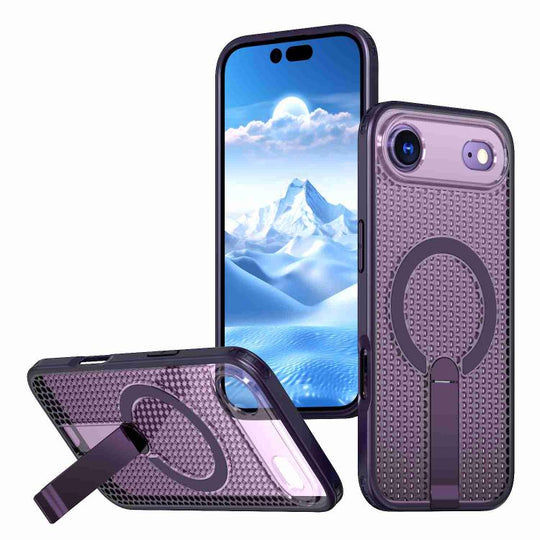 For iPhone Air kalebol Honeycomb Cooling MagSafe Holder Phone Case(Purple)