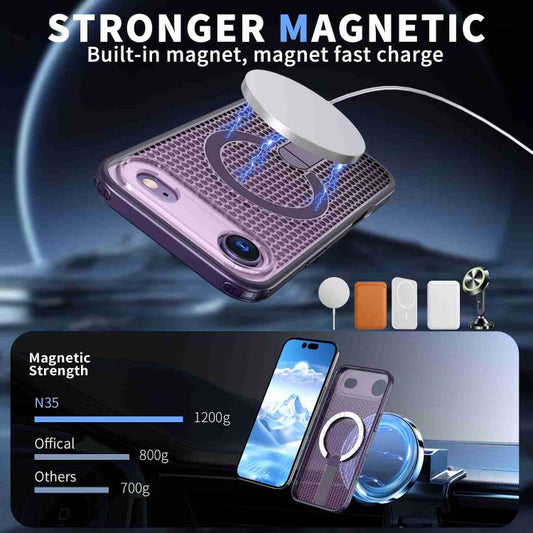 For iPhone Air kalebol Honeycomb Cooling MagSafe Holder Phone Case(Purple) - iPhone Air Cases by Kalebol | Online Shopping UK | buy2fix