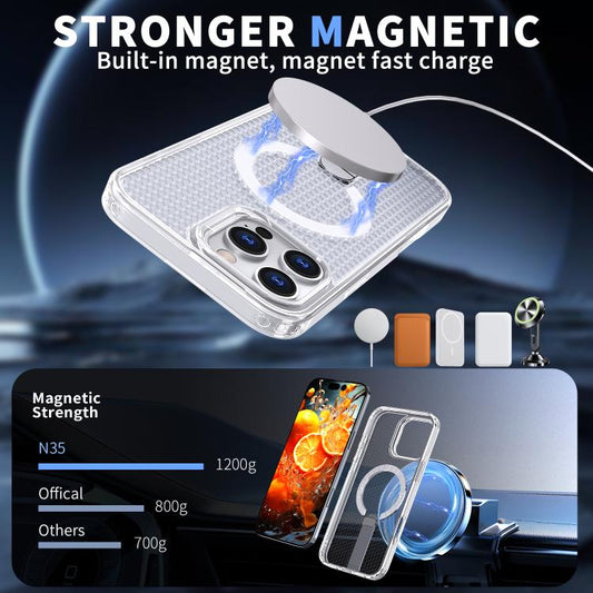 For iPhone 16 Pro Max kalebol Honeycomb Cooling MagSafe Holder Phone Case(Frosted Transparent) - iPhone 16 Pro Max Cases by Kalebol | Online Shopping UK | buy2fix