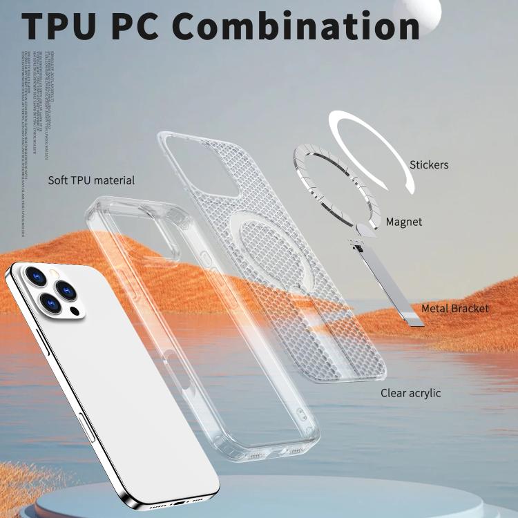 For iPhone 16 Pro Max kalebol Honeycomb Cooling MagSafe Holder Phone Case(Frosted Transparent) - iPhone 16 Pro Max Cases by Kalebol | Online Shopping UK | buy2fix