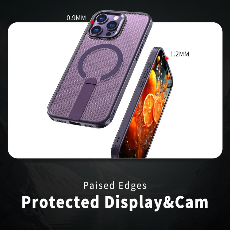 For iPhone 16 Pro Max kalebol Honeycomb Cooling MagSafe Holder Phone Case(Purple) - iPhone 16 Pro Max Cases by Kalebol | Online Shopping UK | buy2fix