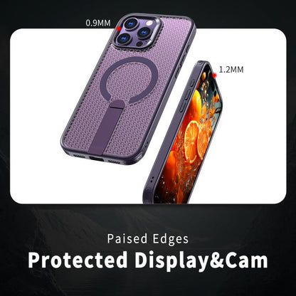 For iPhone 16 Pro Max kalebol Honeycomb Cooling MagSafe Holder Phone Case(Purple) - iPhone 16 Pro Max Cases by Kalebol | Online Shopping UK | buy2fix