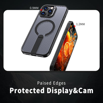 For iPhone 16 kalebol Honeycomb Cooling MagSafe Holder Phone Case(Black) - iPhone 16 Cases by Kalebol | Online Shopping UK | buy2fix