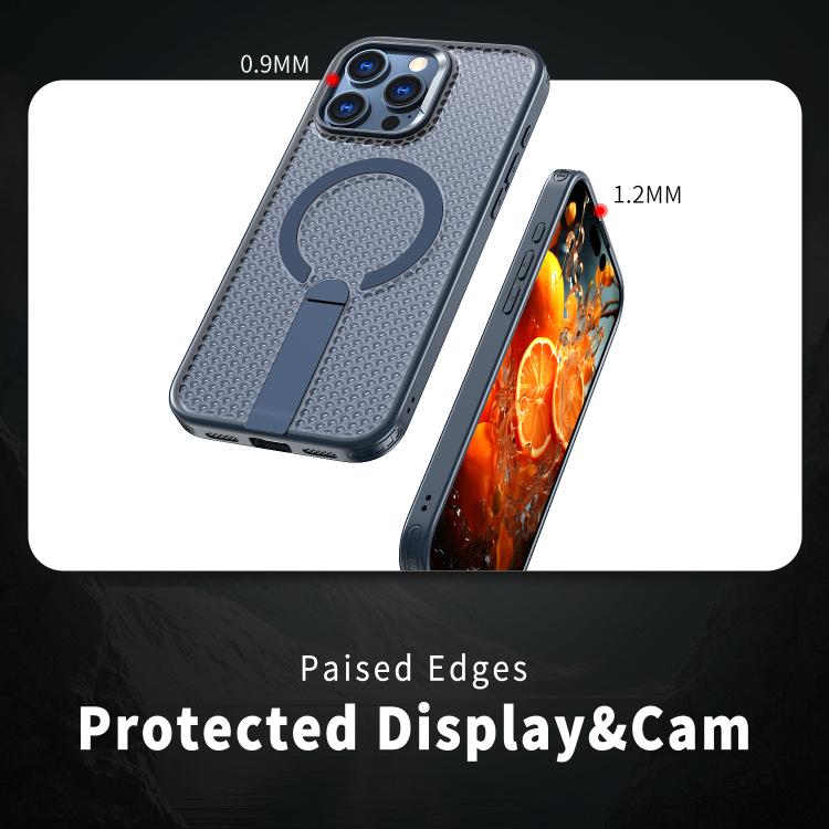 For iPhone 16 kalebol Honeycomb Cooling MagSafe Holder Phone Case(Blue) - iPhone 16 Cases by Kalebol | Online Shopping UK | buy2fix