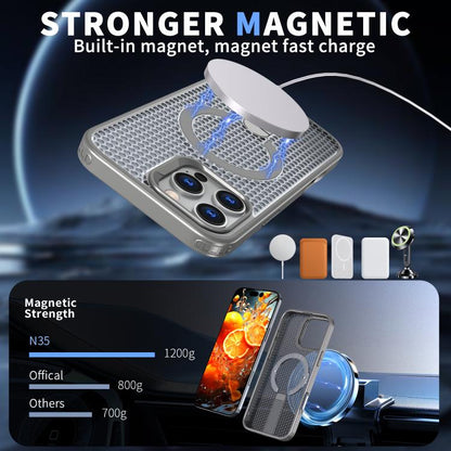 For iPhone 16 kalebol Honeycomb Cooling MagSafe Holder Phone Case(Titanium Grey) - iPhone 16 Cases by Kalebol | Online Shopping UK | buy2fix
