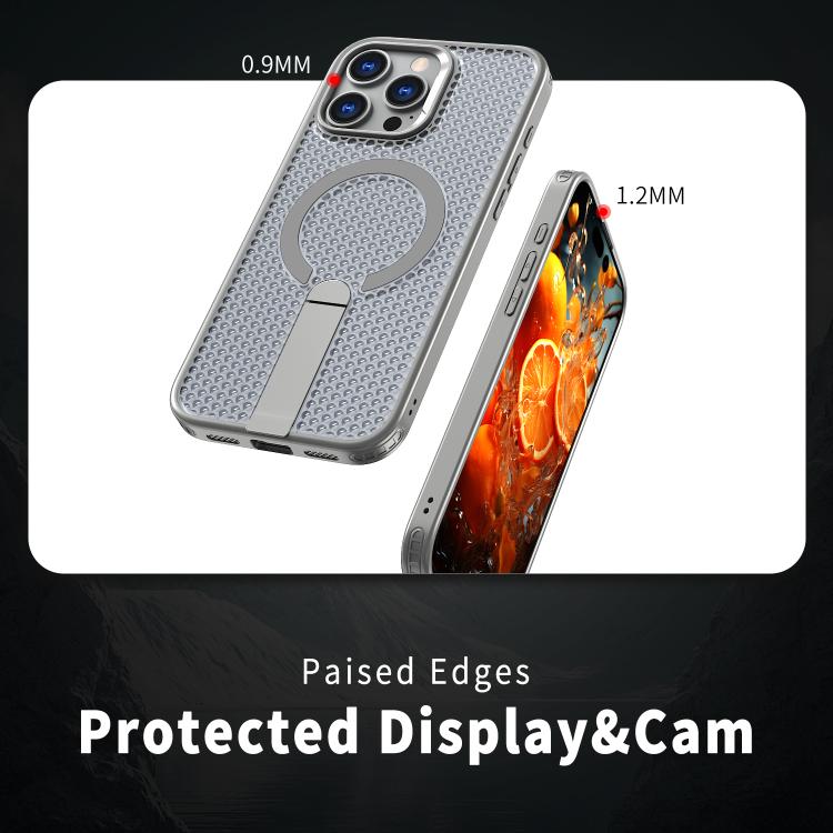 For iPhone 16 kalebol Honeycomb Cooling MagSafe Holder Phone Case(Titanium Grey) - iPhone 16 Cases by Kalebol | Online Shopping UK | buy2fix