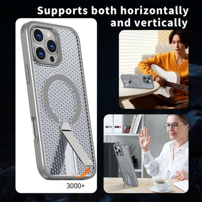 For iPhone 16 kalebol Honeycomb Cooling MagSafe Holder Phone Case(Titanium Grey) - iPhone 16 Cases by Kalebol | Online Shopping UK | buy2fix