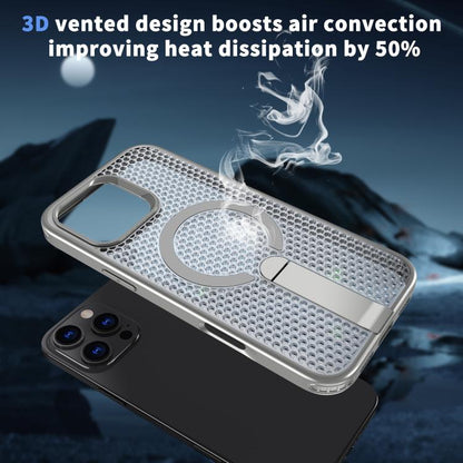 For iPhone 16 kalebol Honeycomb Cooling MagSafe Holder Phone Case(Titanium Grey) - iPhone 16 Cases by Kalebol | Online Shopping UK | buy2fix