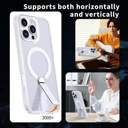 For iPhone 16 kalebol Honeycomb Cooling MagSafe Holder Phone Case(Frosted Transparent) - iPhone 16 Cases by Kalebol | Online Shopping UK | buy2fix