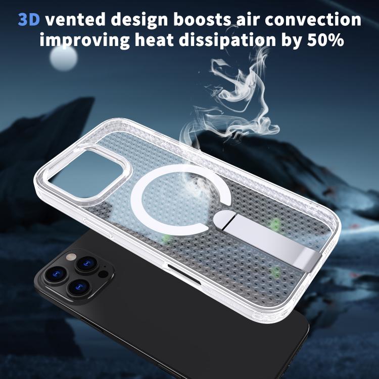 For iPhone 16 kalebol Honeycomb Cooling MagSafe Holder Phone Case(Frosted Transparent) - iPhone 16 Cases by Kalebol | Online Shopping UK | buy2fix