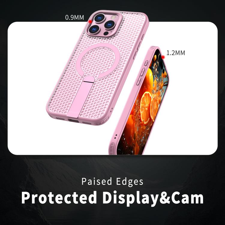 For iPhone 16 kalebol Honeycomb Cooling MagSafe Holder Phone Case(Pink) - iPhone 16 Cases by Kalebol | Online Shopping UK | buy2fix