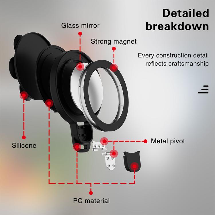 360 Degree Rotation MagSafe Magnetic Silicone Suction Cup Mirror Phone Holder(Black) - Ring Holder by buy2fix | Online Shopping UK | buy2fix