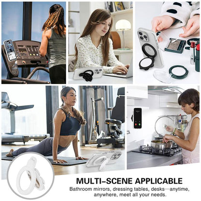 360 Degree Rotation MagSafe Magnetic Silicone Suction Cup Mirror Phone Holder(Black) - Ring Holder by buy2fix | Online Shopping UK | buy2fix