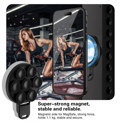 360 Degree Rotation MagSafe Magnetic Silicone Suction Cup Mirror Phone Holder(Black) - Ring Holder by buy2fix | Online Shopping UK | buy2fix