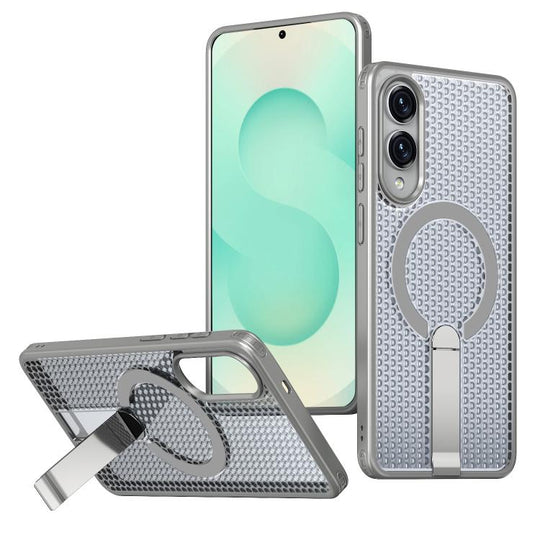 For Galaxy S25 Edge 5G kalebol Honeycomb Cooling MagSafe Holder Phone Case(Titanium Grey)