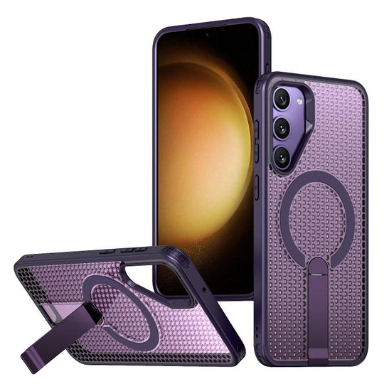 For Galaxy S23+ 5G kalebol Honeycomb Cooling MagSafe Holder Phone Case(Purple)