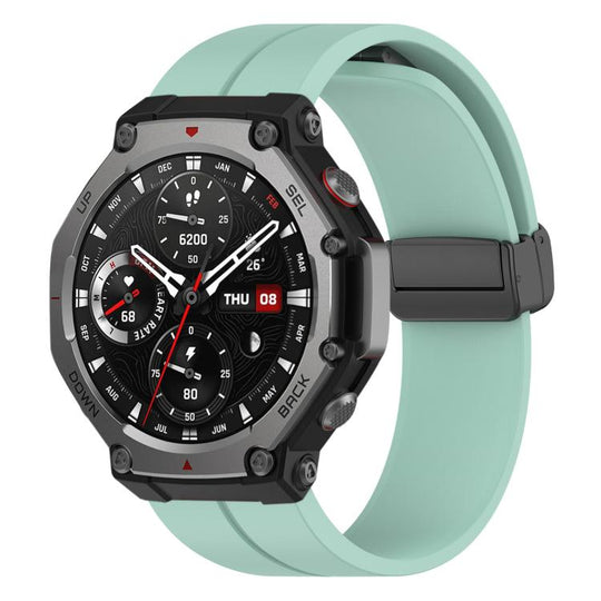 For Amazfit T-Rex 3 xDfind  Flat Head Groove Folding Black Buckle Silicone Watch Band(Emerald Green)