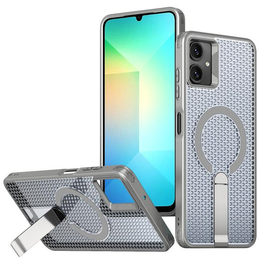 For Galaxy A06 5G kalebol Honeycomb Cooling MagSafe Holder Phone Case(Titanium Grey)