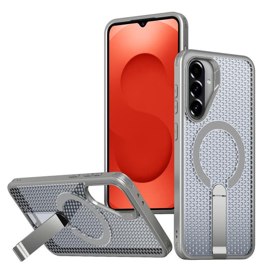 For Galaxy A26 5G kalebol Honeycomb Cooling MagSafe Holder Phone Case(Titanium Grey)